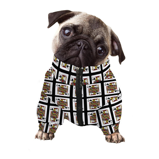 Jack Of Spades Pattern Print Dog Zip Up Jacket