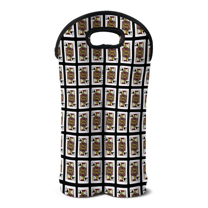 Jack Of Spades Pattern Print Double Neoprene Wine Tote