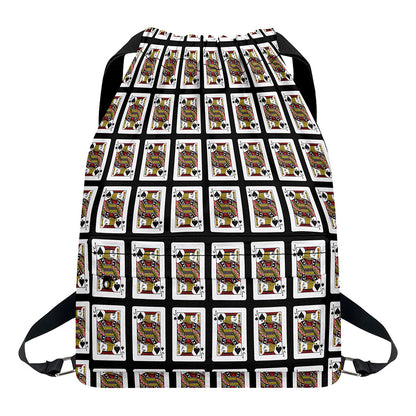 Jack Of Spades Pattern Print Drawstring Backpack