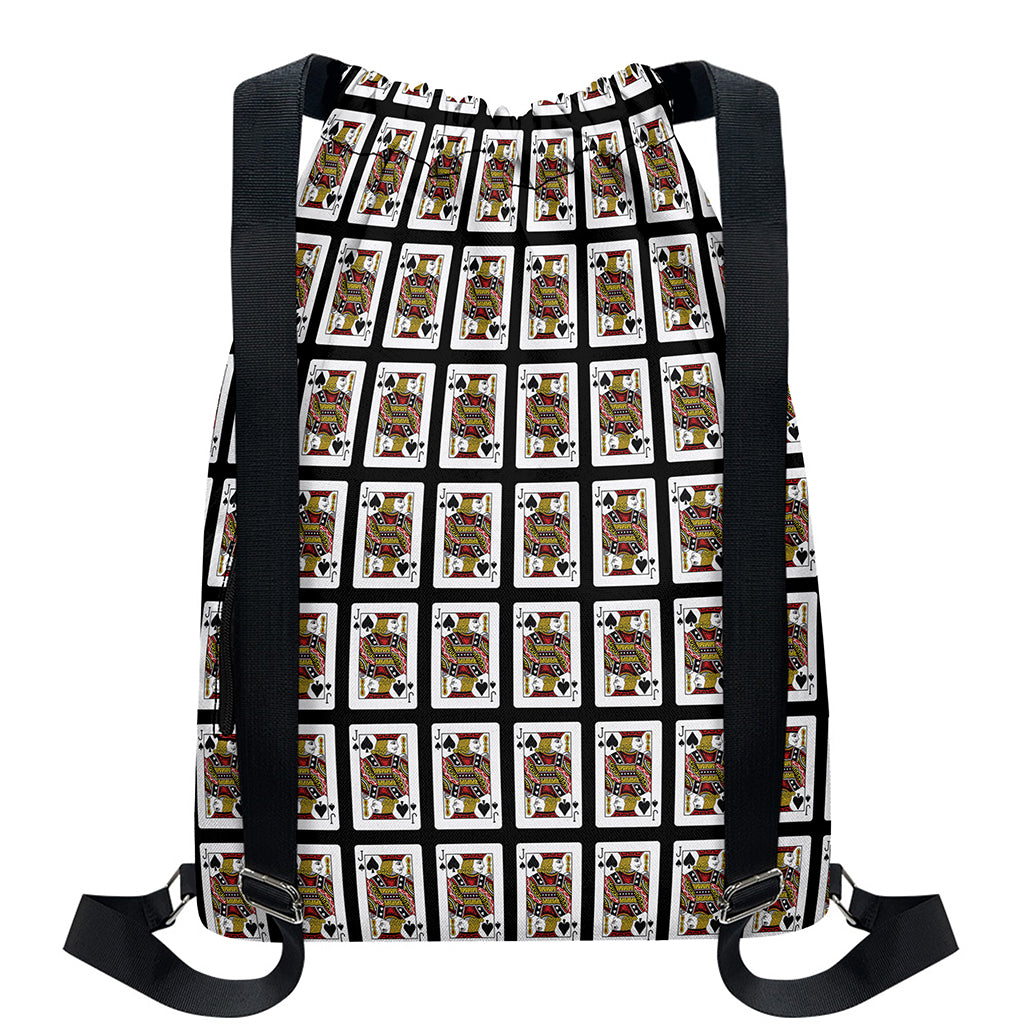 Jack Of Spades Pattern Print Drawstring Backpack