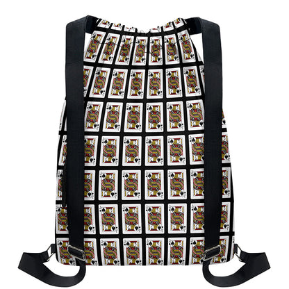 Jack Of Spades Pattern Print Drawstring Backpack