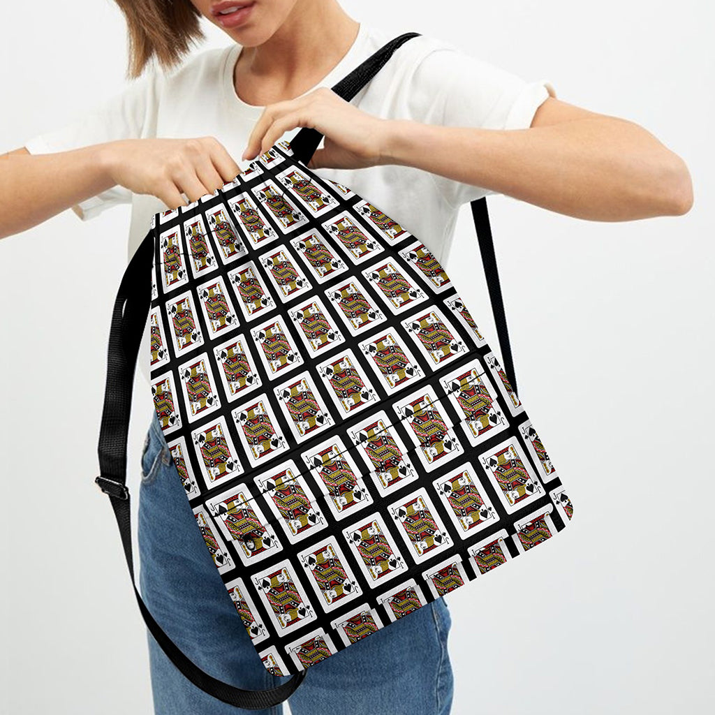 Jack Of Spades Pattern Print Drawstring Backpack