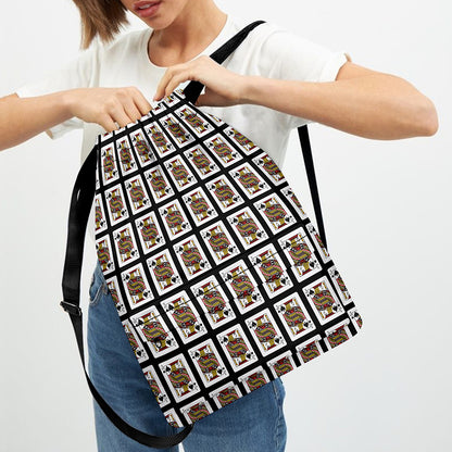 Jack Of Spades Pattern Print Drawstring Backpack