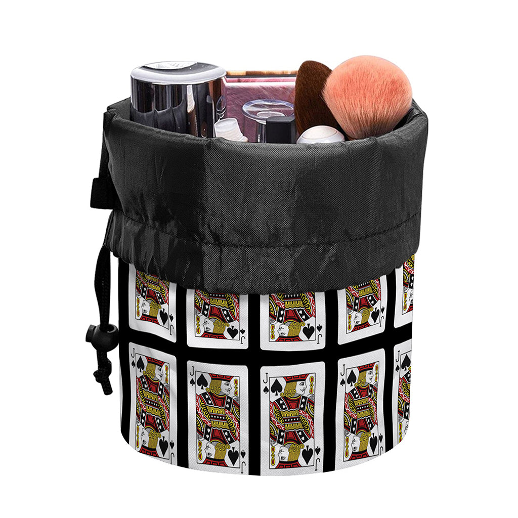 Jack Of Spades Pattern Print Drawstring Makeup Bag