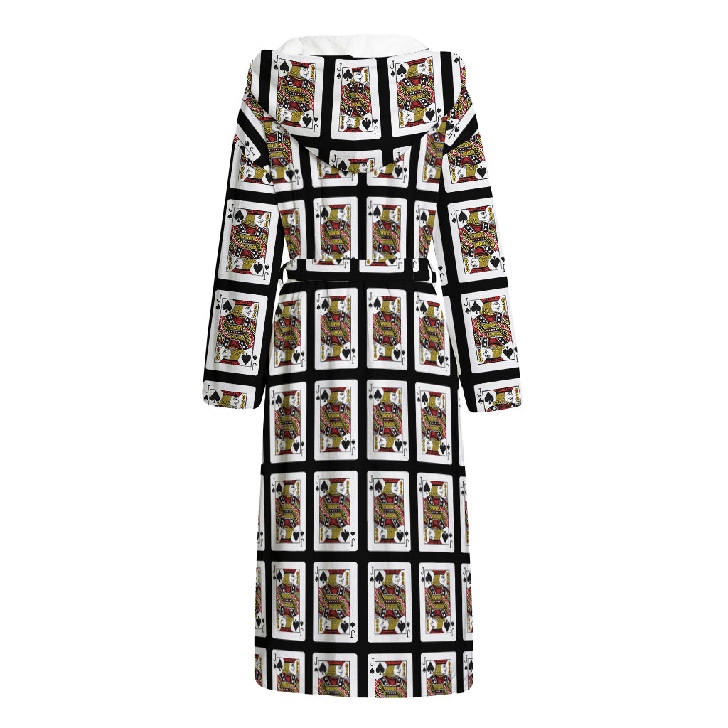 Jack Of Spades Pattern Print Hooded Bathrobe