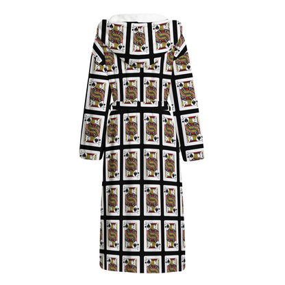 Jack Of Spades Pattern Print Hooded Bathrobe