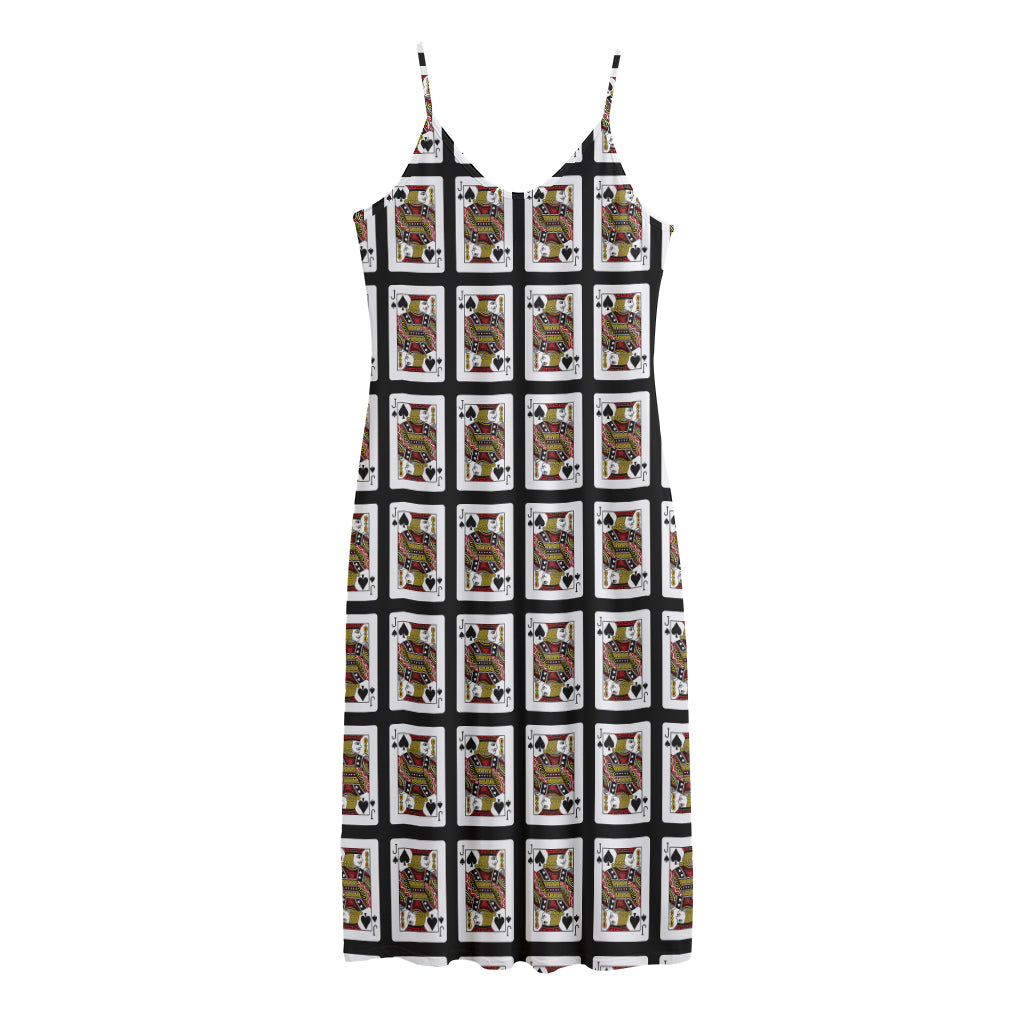 Jack Of Spades Pattern Print Jersey Midi Cami Dress