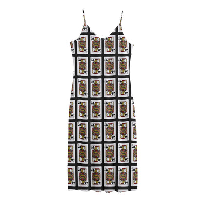 Jack Of Spades Pattern Print Jersey Midi Cami Dress