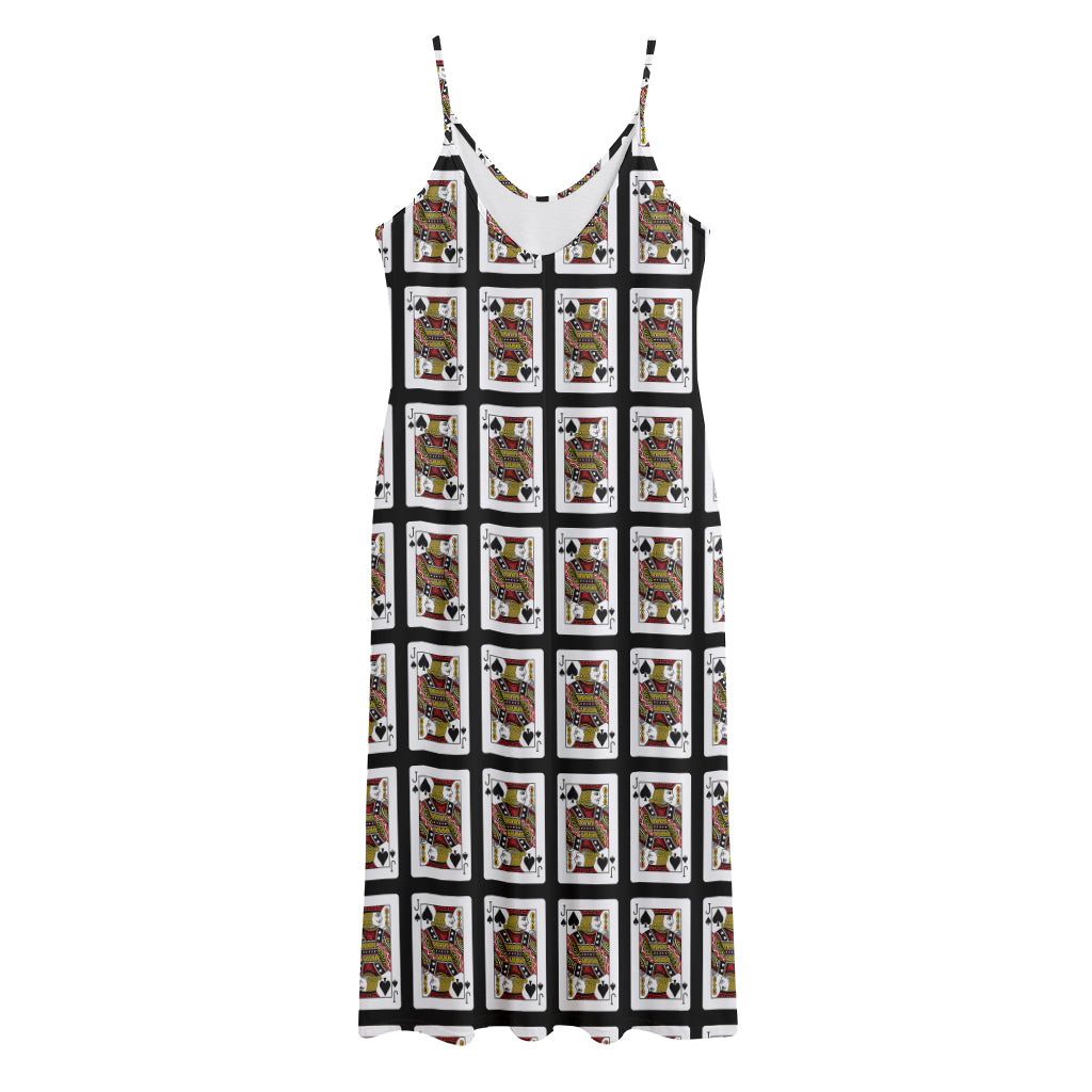 Jack Of Spades Pattern Print Jersey Midi Cami Dress