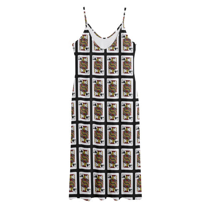 Jack Of Spades Pattern Print Jersey Midi Cami Dress
