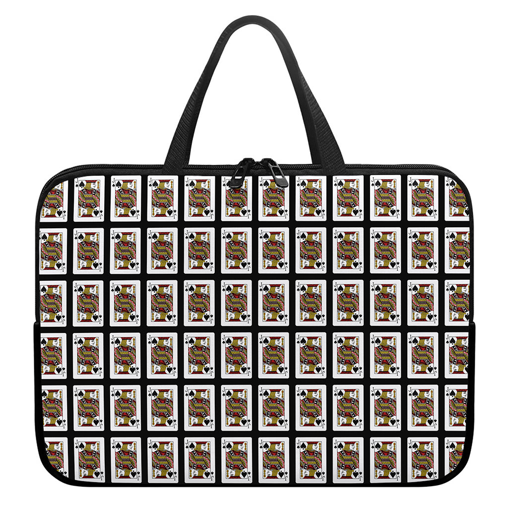Jack Of Spades Pattern Print Laptop Sleeve With Handle