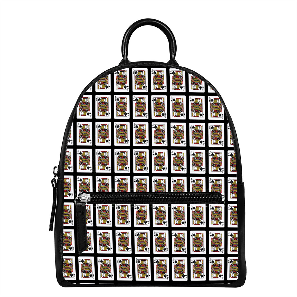 Jack Of Spades Pattern Print Leather Backpack