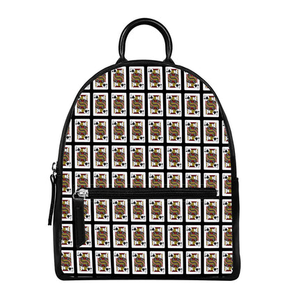 Jack Of Spades Pattern Print Leather Backpack