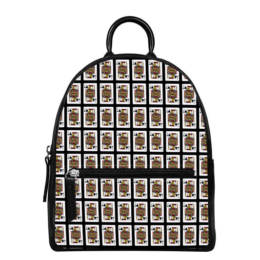 Jack Of Spades Pattern Print Leather Backpack