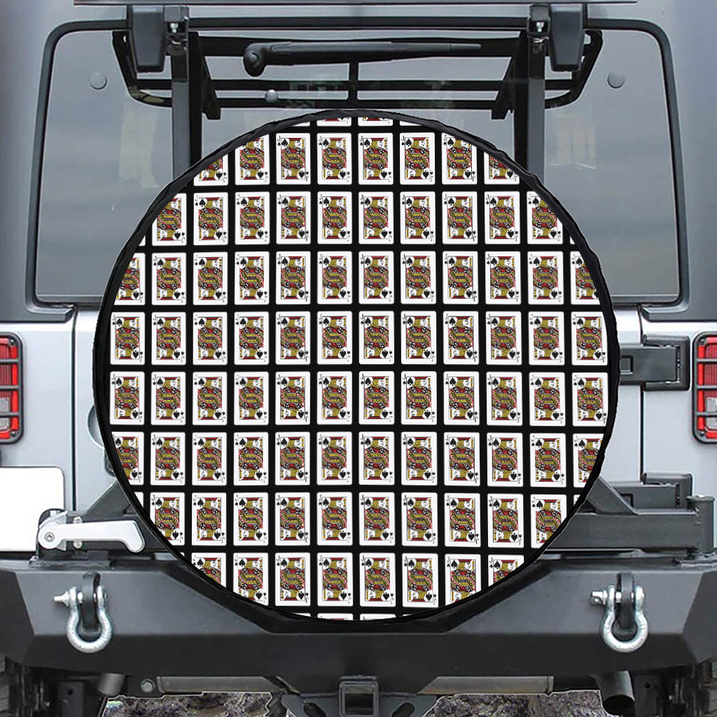 Jack Of Spades Pattern Print Leather Spare Tire Cover