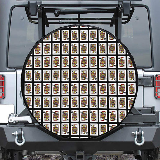 Jack Of Spades Pattern Print Leather Spare Tire Cover