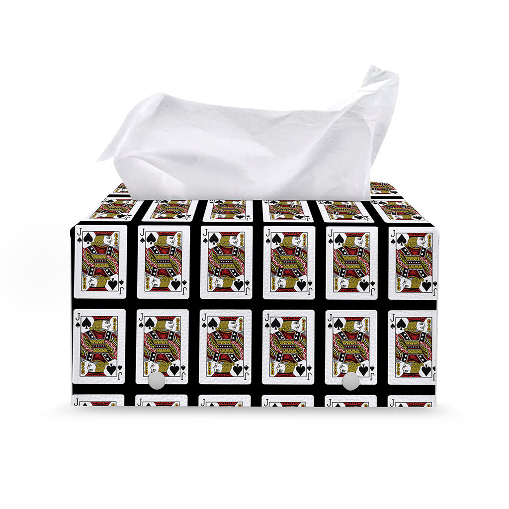 Jack Of Spades Pattern Print Leather Tissue Box Cover