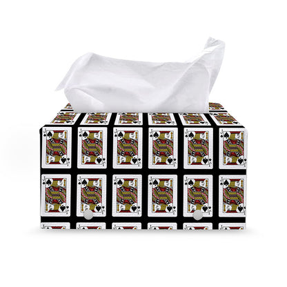 Jack Of Spades Pattern Print Leather Tissue Box Cover