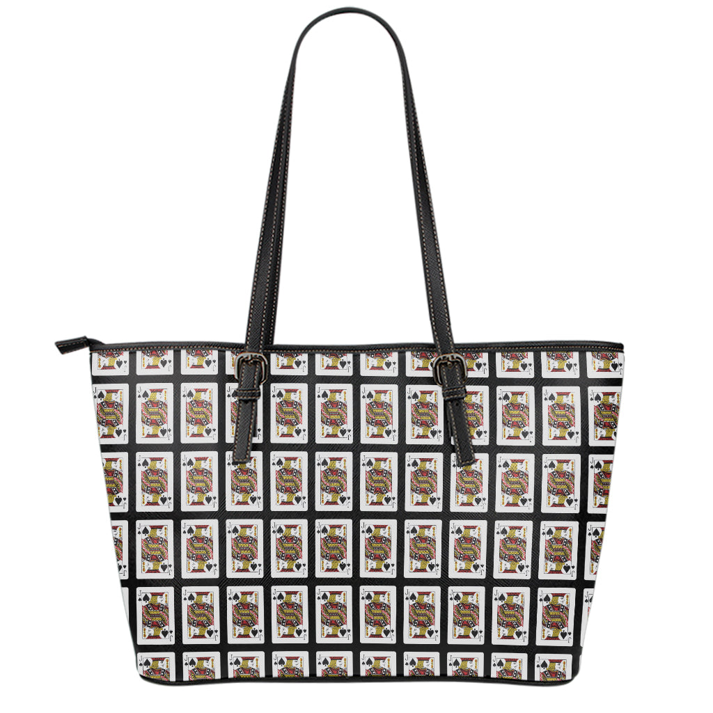 Jack Of Spades Pattern Print Leather Tote Bag