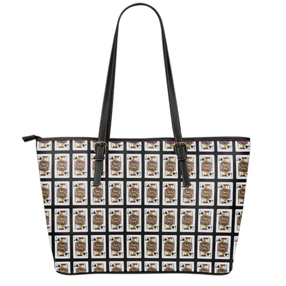 Jack Of Spades Pattern Print Leather Tote Bag