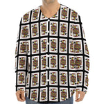 Jack Of Spades Pattern Print Long Sleeve Baseball Jersey