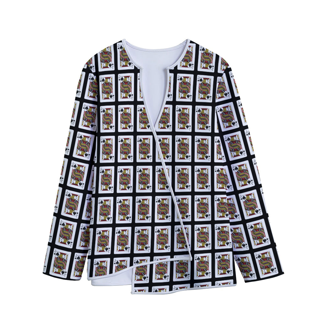 Jack Of Spades Pattern Print Long Sleeve Short Coat