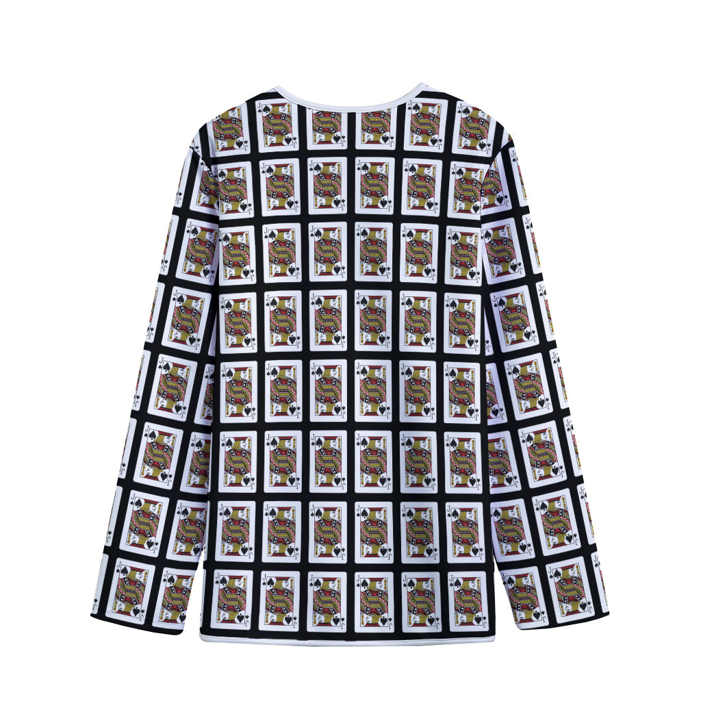 Jack Of Spades Pattern Print Long Sleeve Short Coat