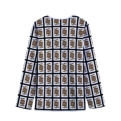 Jack Of Spades Pattern Print Long Sleeve Short Coat