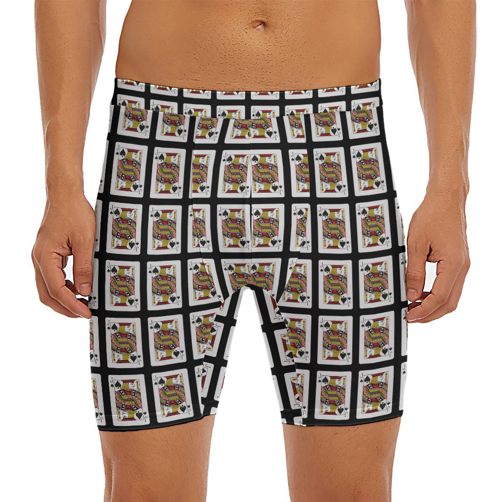 Jack Of Spades Pattern Print Men's Long Boxer Briefs