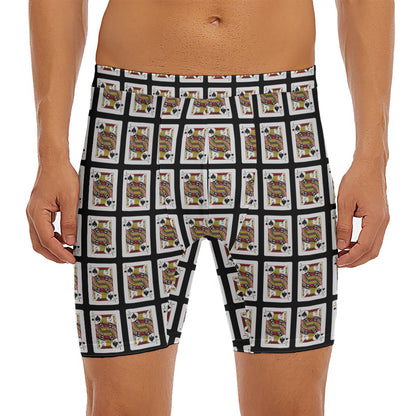 Jack Of Spades Pattern Print Men's Long Boxer Briefs