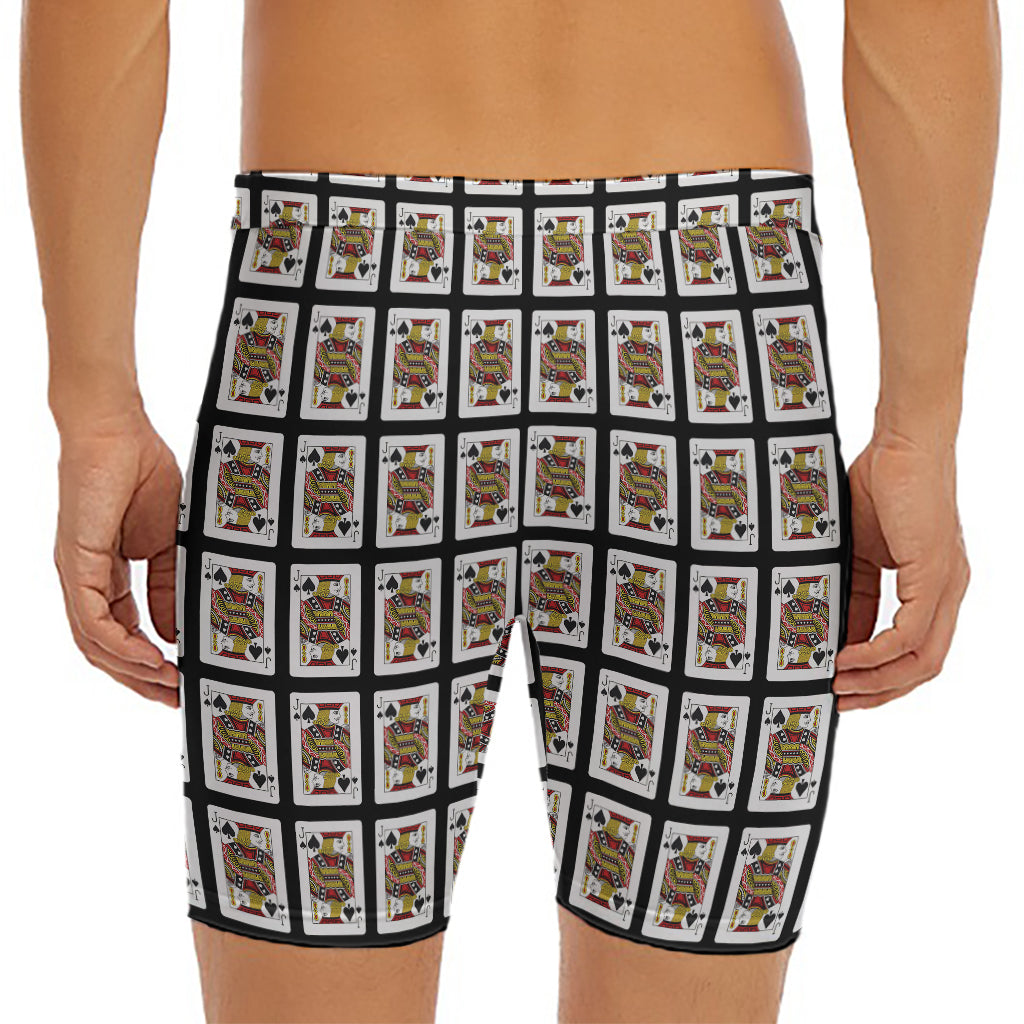 Jack Of Spades Pattern Print Men's Long Boxer Briefs