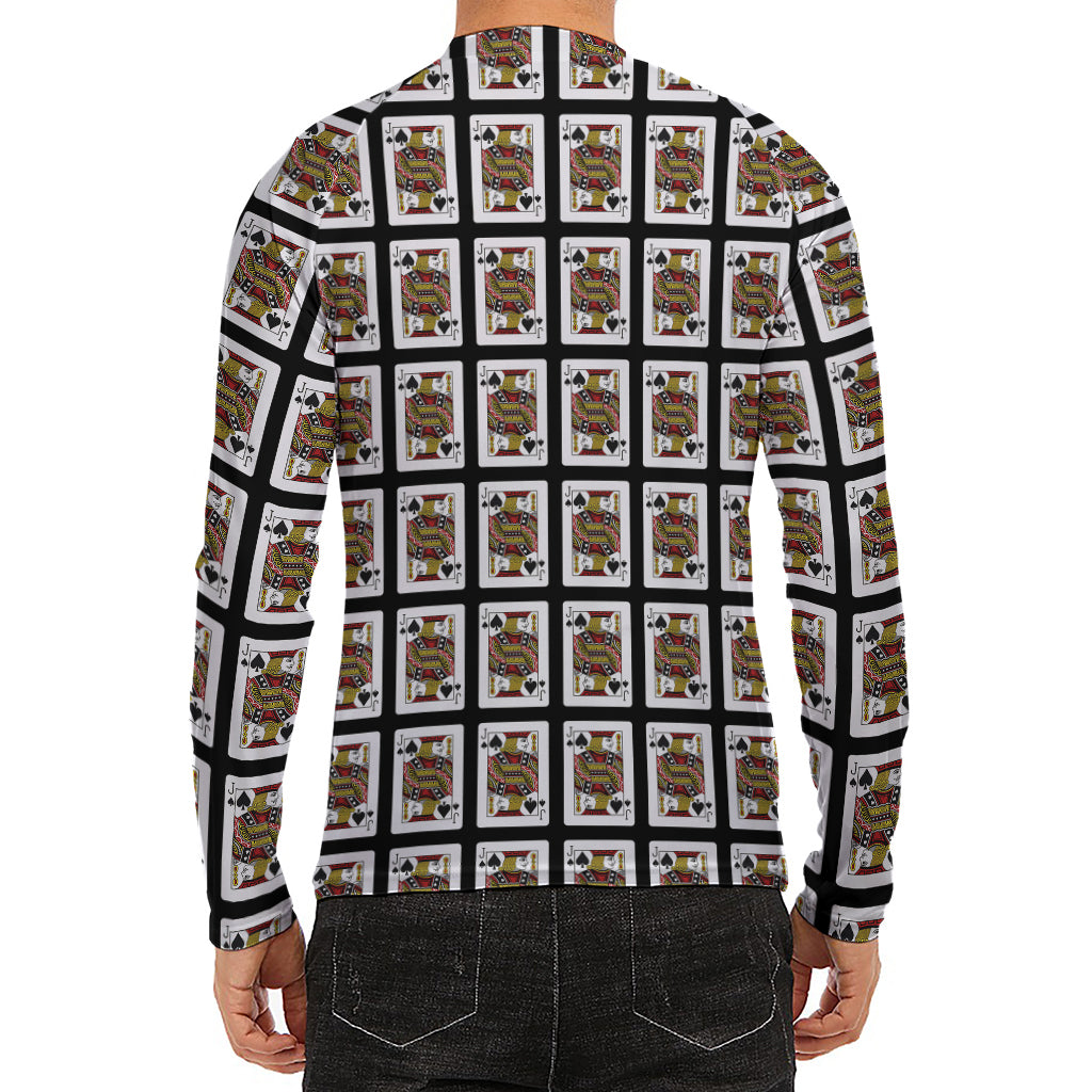 Jack Of Spades Pattern Print Men's Long Sleeve Rash Guard