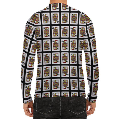 Jack Of Spades Pattern Print Men's Long Sleeve Rash Guard