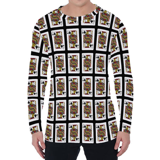 Jack Of Spades Pattern Print Men's Long Sleeve T-Shirt