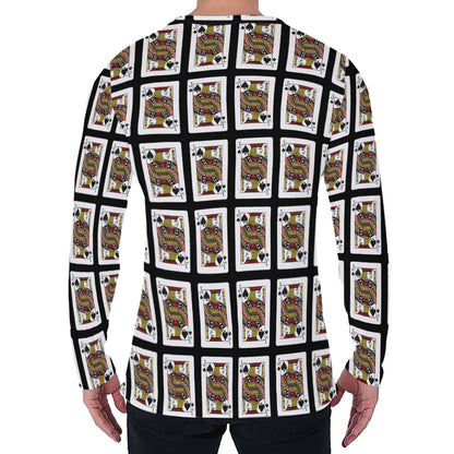 Jack Of Spades Pattern Print Men's Long Sleeve T-Shirt
