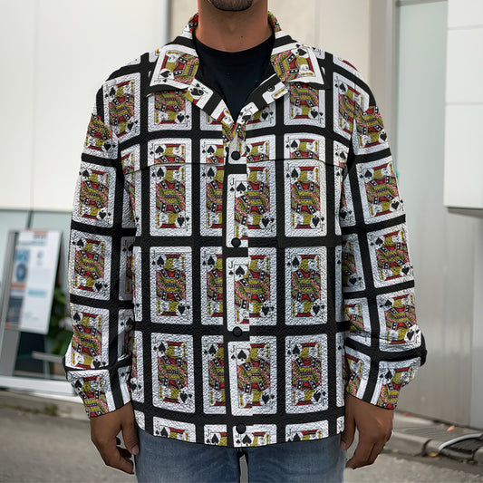 Jack Of Spades Pattern Print Men's Shirt Jacket