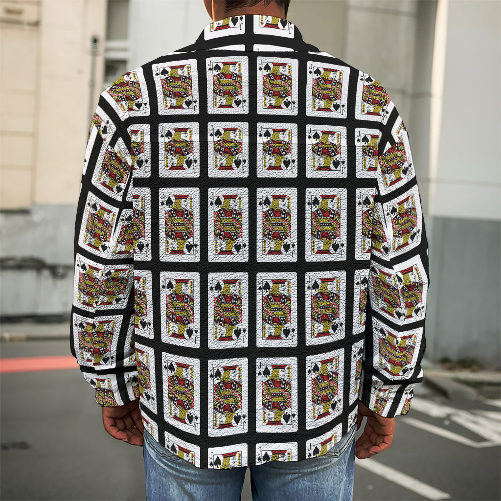 Jack Of Spades Pattern Print Men's Shirt Jacket