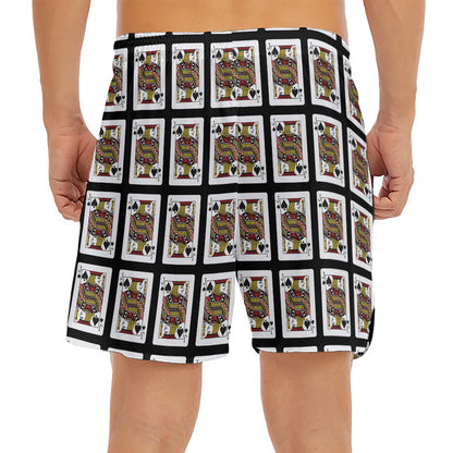 Jack Of Spades Pattern Print Men's Split Running Shorts