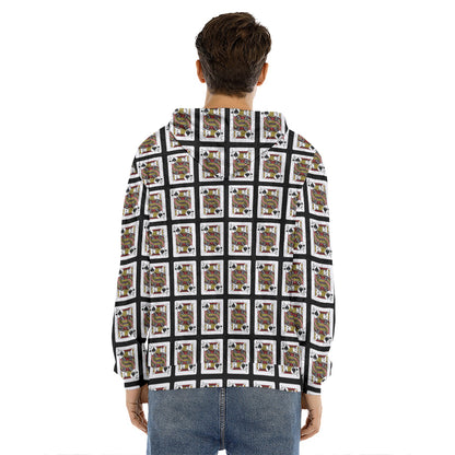 Jack Of Spades Pattern Print Men's Velvet Pullover Hoodie