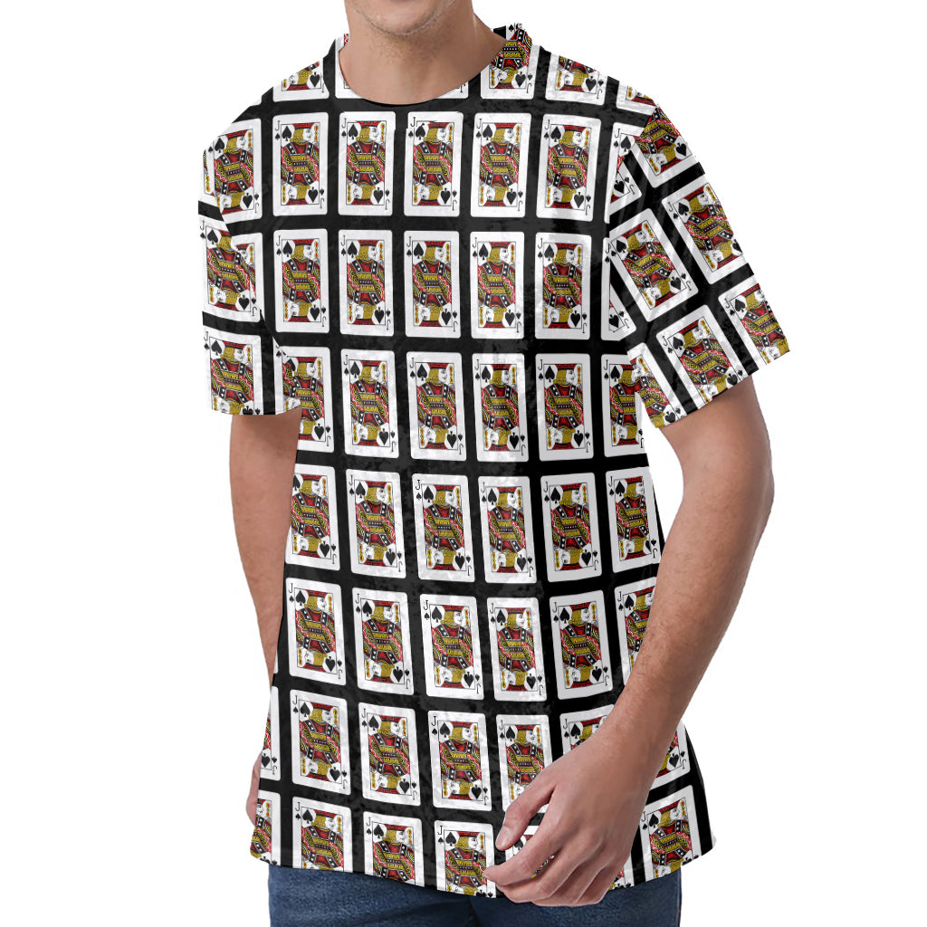 Jack Of Spades Pattern Print Men's Velvet T-Shirt