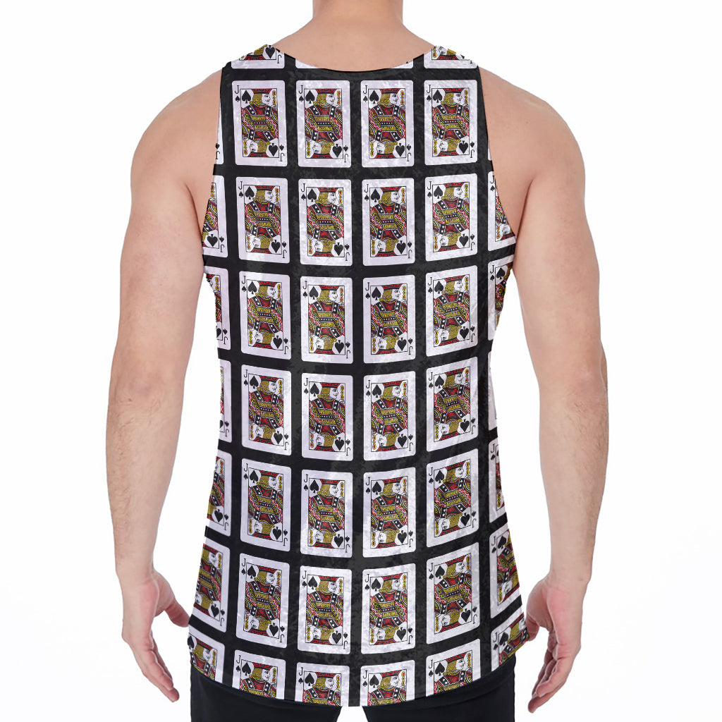 Jack Of Spades Pattern Print Men's Velvet Tank Top