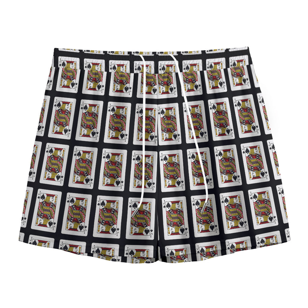 Jack Of Spades Pattern Print Mesh Shorts