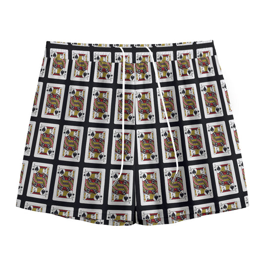 Jack Of Spades Pattern Print Mesh Shorts