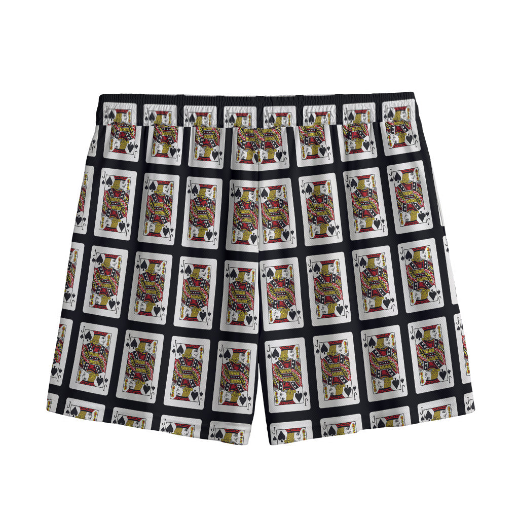 Jack Of Spades Pattern Print Mesh Shorts