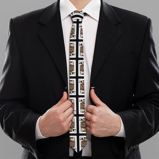Jack Of Spades Pattern Print Necktie