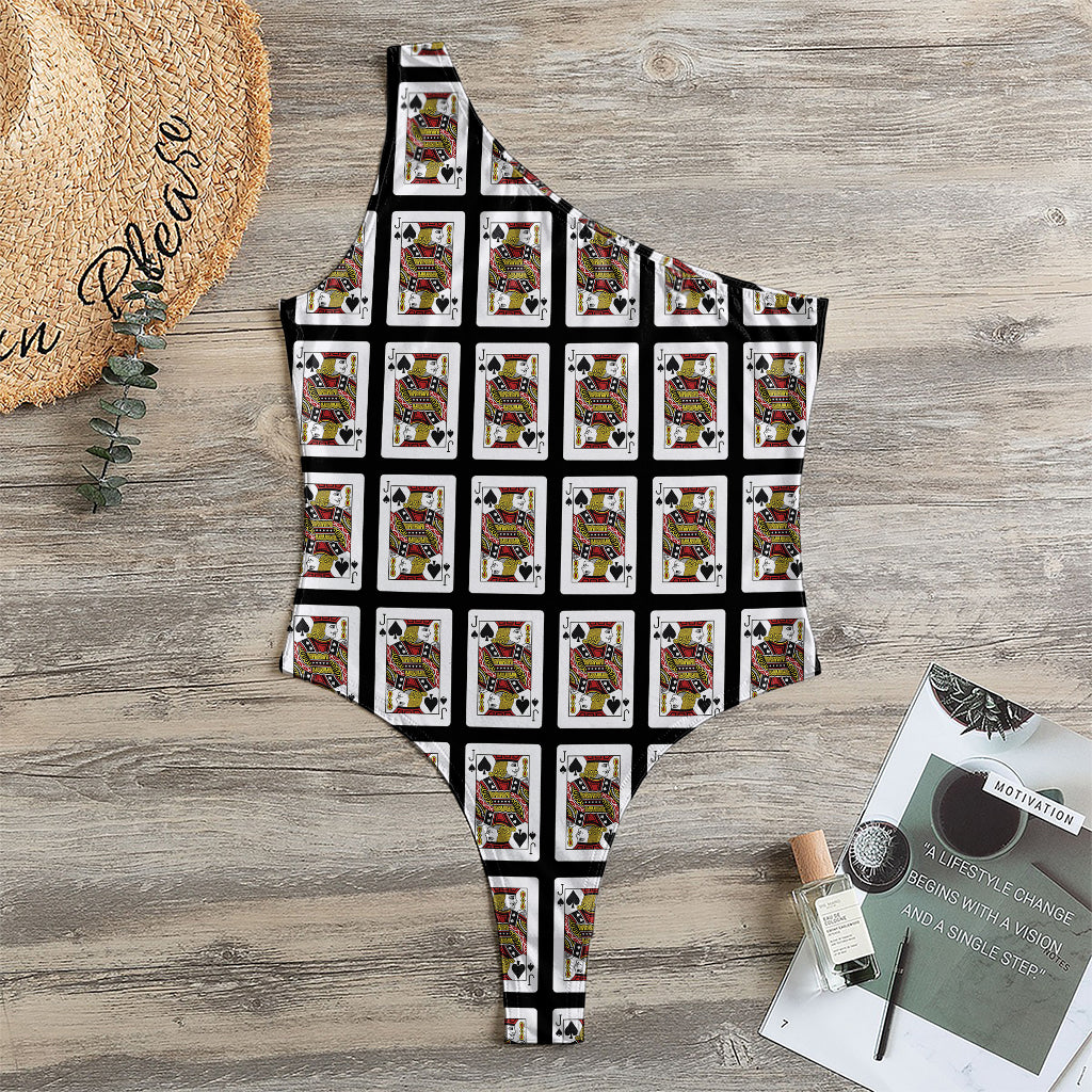 Jack Of Spades Pattern Print One Shoulder Bodysuit