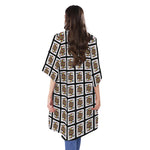 Jack Of Spades Pattern Print Open Front Beach Cover Up