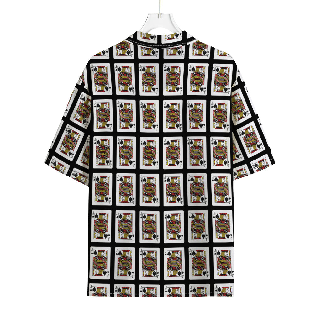 Jack Of Spades Pattern Print Rayon Hawaiian Shirt