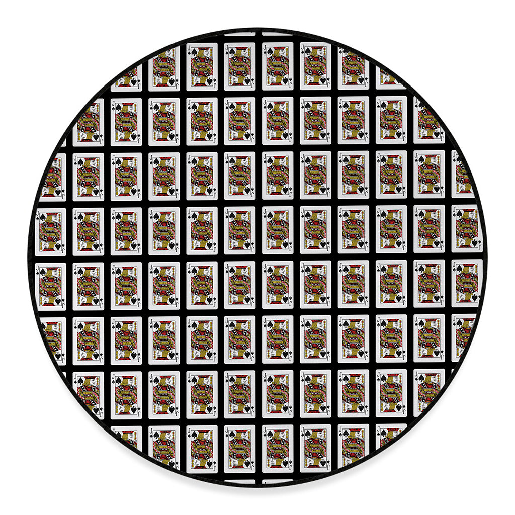Jack Of Spades Pattern Print Round Floor Mat