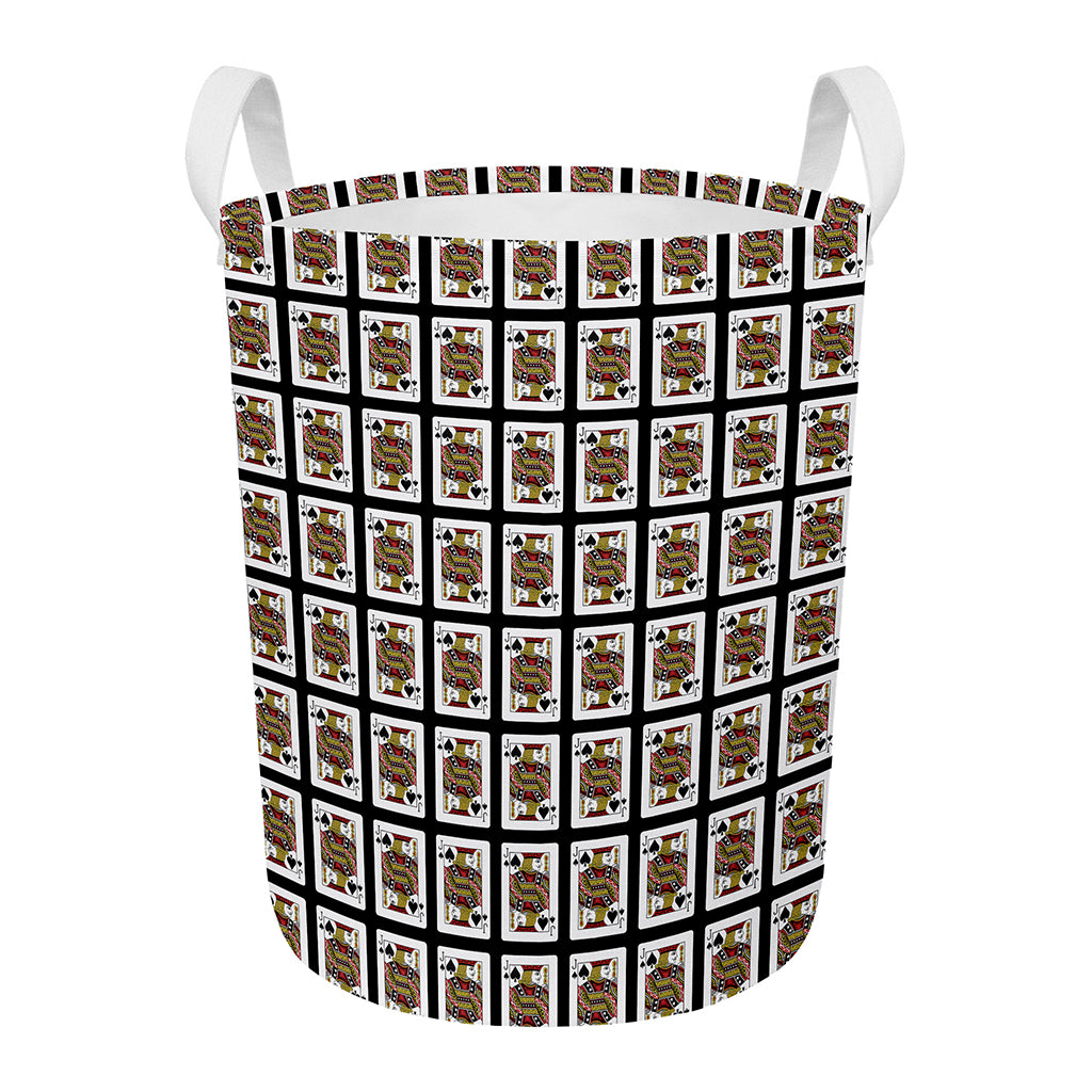 Jack Of Spades Pattern Print Round Laundry Basket